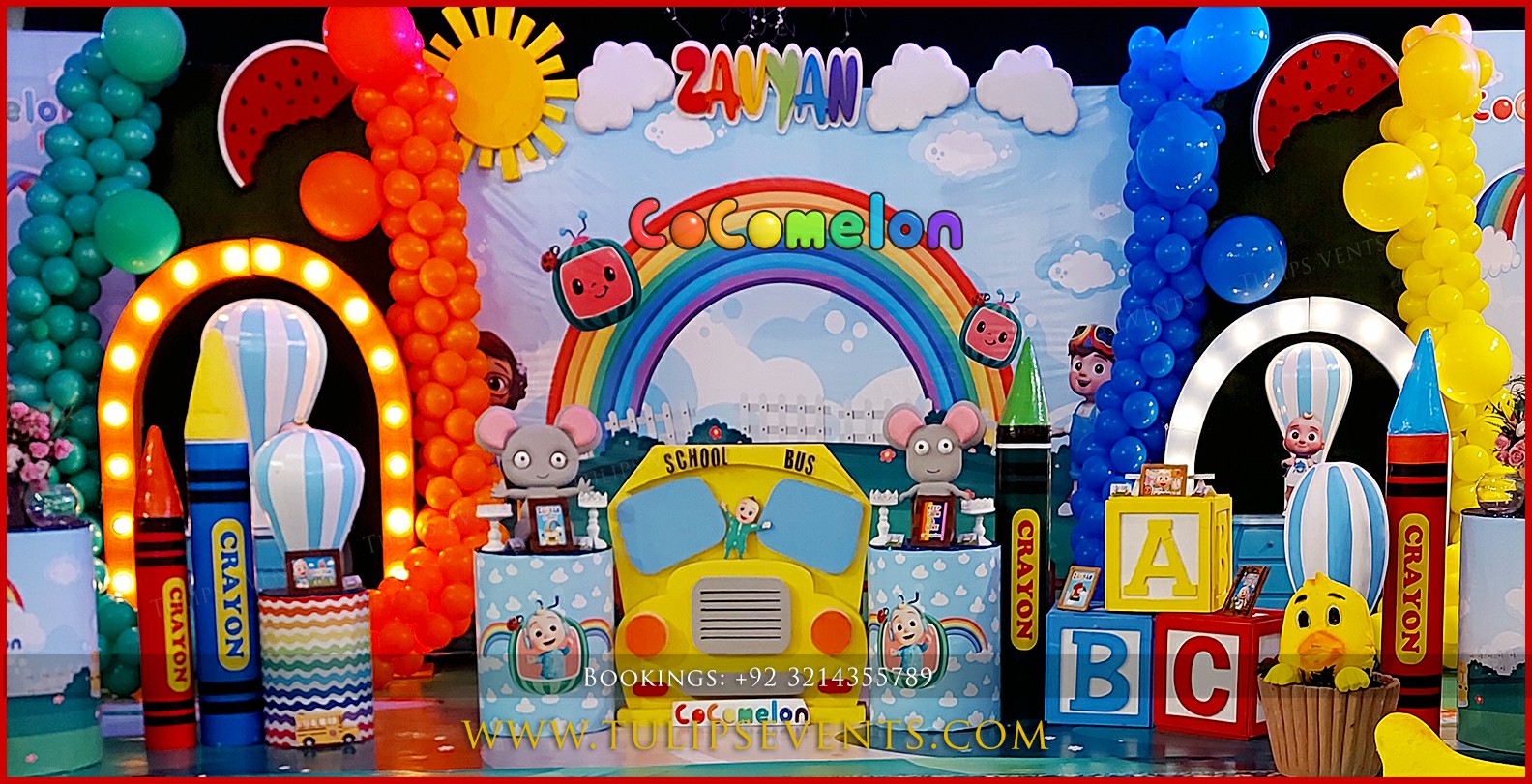 Cocomelon Theme Birthday Party decor ideas Tulips Events (21)